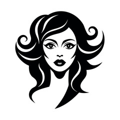 Creative Woman Face Silhouette with Artistic Hairstyle silhouette Art Vector illustration