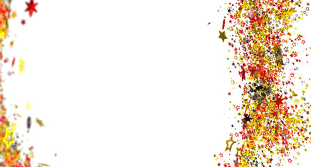 Colorful star confetti on white. Perfect for celebrations, holidays, and festive designs.