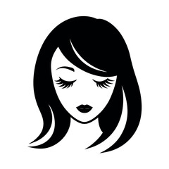 Girl Face Silhouette with Long Curved Eyelashes Design silhouette Art Vector illustration