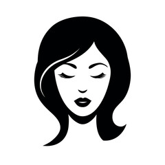 Serene Female Face Silhouette with Closed Eyes and Smooth Lines silhouette Art Vector illustration