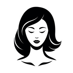 Graceful Woman Face Silhouette with Closed Eyes and Calm Look silhouette Art Vector illustration