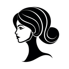 Minimal Line Art Woman Silhouette with Curved Hairstyle silhouette Art Vector illustration