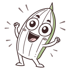 Cartoon illustration of a happy zucchini character isolated on white background