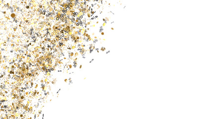 Celebrate sales with this festive background featuring golden percentage confetti. Perfect for promotions!
