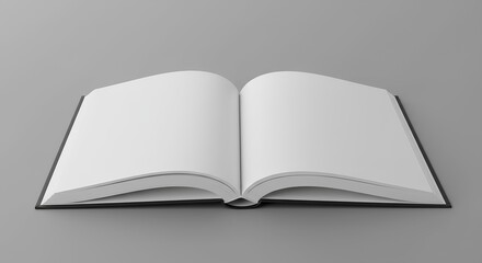 Open Book With Blank White Pages On Gray Background