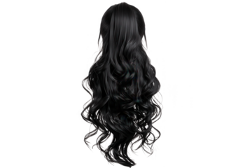 Close up shot of a woman with long black hair styled in a high ponytail against Transparent Background