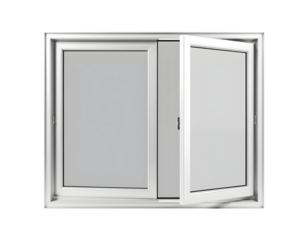 Open Double-Hung Window with White Frame