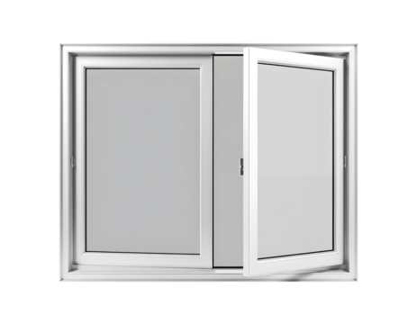 Open Double-Hung Window with White Frame