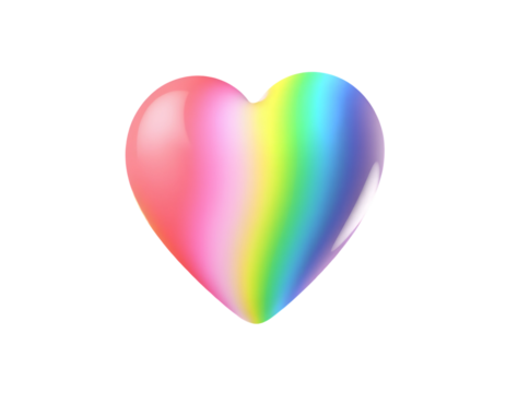 Rainbow Heart Vibrant 3D Rendering with Gradient Colors - Powered by Adobe