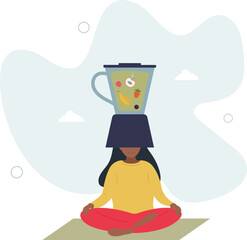 Healthy eating concept. Girl makes drink from fruits, vitamins and proper nutrition.human life.