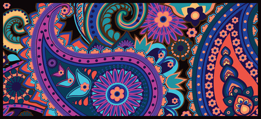 Elegant Abstract Floral Scarf Print Design | Shawls & Dupatta Textile Fabric Patterns For Digital Printing on Silk, Chiffon