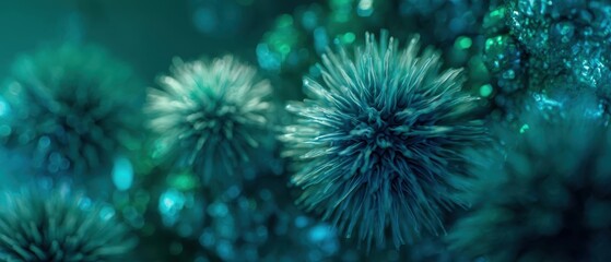 Fototapeta premium The vibrant microscopic world of abstract microorganisms in stunning detail.