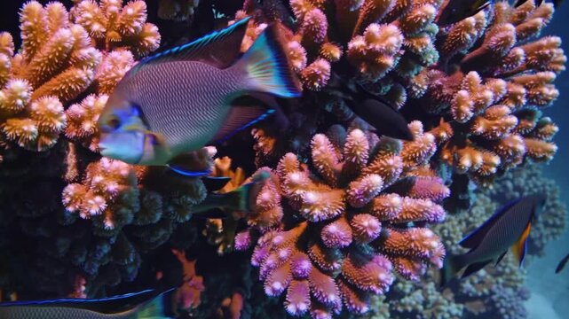 Vibrant Coral Reef Swimming Haven Stunning Underwater Scene for Social Media Campaigns, Boosting Creativity and Tranquility. - Powered by Adobe