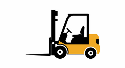 Electric Forklift Vehicle Icon Black White Vector