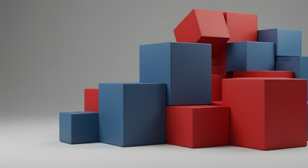 Obraz premium Abstract composition of red and blue cubes