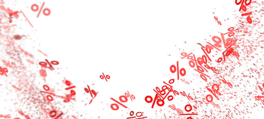 Abstract background with red percentage symbols. Ideal for sale, discount, or finance concepts.