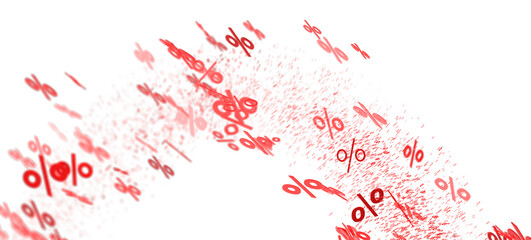 Fototapeta premium Abstract background of red percentage symbols. Perfect for sales, discounts, finance concepts.
