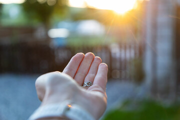 woman doing yoga at sunset outdoors