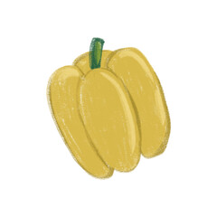 Yellow bell pepper with a smooth skin and distinct shape on a clean background