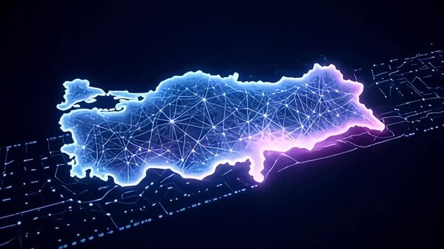 Turkey map network digital technology futuristic connection concept