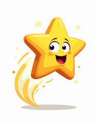 Smiling cartoon star bouncing playfully