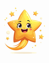 Girl-faced star with sparkles and trail