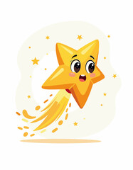 Happy star flying with spark trail