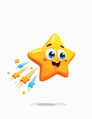 Laughing star flying with comic effect