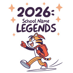 2026 school name legends with tiger mascot isolated on white background