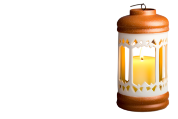 Decorative lantern with candle warm glow on transparent background