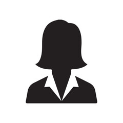 Female Avatar Icon – Woman Profile Silhouette in Business Attire