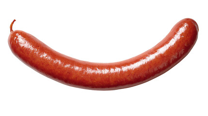 A single perfectly cooked brown breakfast sausage link, savory and delicious proteinrich food item ideal for hearty morning meal or quick snack.