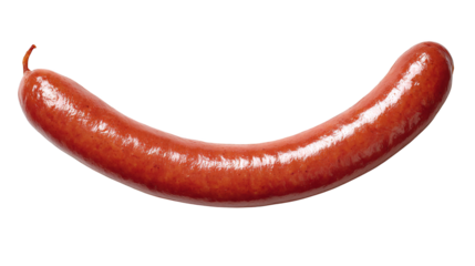 A single perfectly cooked brown breakfast sausage link, savory and delicious proteinrich food item ideal for hearty morning meal or quick snack.