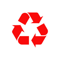 red recycle symbol, vector