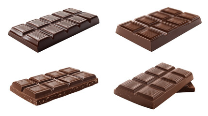 Fototapeta premium Delicious milk chocolate bar broken into individual squares and pieces on a transparent background, perfect for dessert confectionery designs.