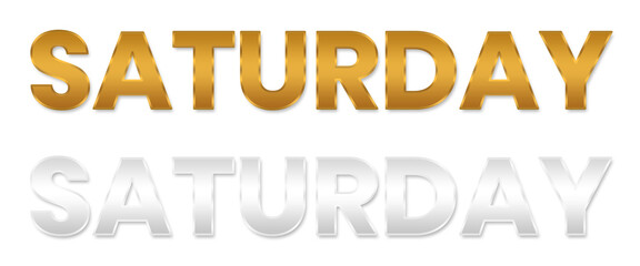 Happy Saturday Gold and Silver Text Style png file transparent background