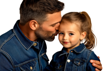 Father sharing a loving moment with daughter in a casual setting