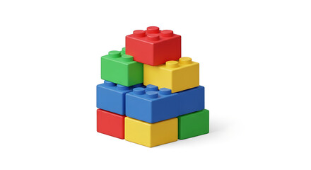 Fototapeta premium Colorful Stack of Building Blocks on White.