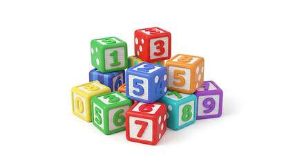 Colorful Stack of Numbered Educational Toy Blocks.