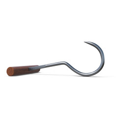 Meat Hook with Wooden Handle Isolated on Transparent Background