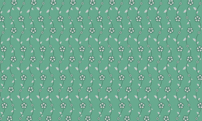 Beautiful flower seamless pattern background. Green vector ornamental background.
