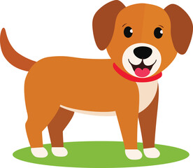 Cute cartoon puppy, Adorable dog flat design, Pet clipart illustration. Little dog standing on a white background