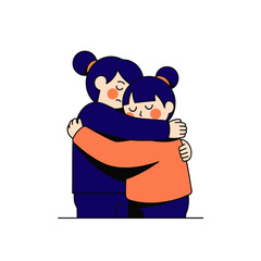 Two cartoon figures embracing, offering comfort and support, showing affection.