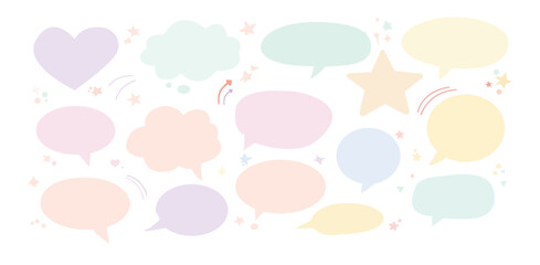 bubbles,speech,set flat vector set of various pastel color speech bubbles for chat message or communication
