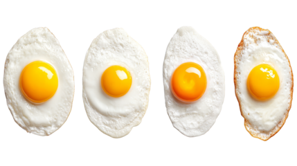 A simple conceptual arrangement of four whole raw eggs in line, featuring single brown egg flanked by two white shells, symbolizing concepts of diversity, nutrition, and simplicity.