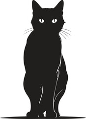 black cat silhouette vector on white background