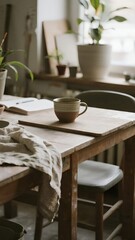 Aesthetic Coffee Setup with Plants and a Relaxing Mood
