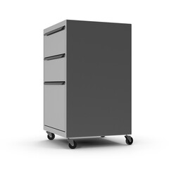 Metal Filing Cabinet with Three Drawers Isolated on Transparent Background