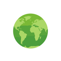 Colorful illustration of a globe showcasing continents in vibrant green hues