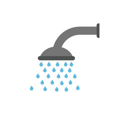 Modern showerhead with flowing water in a minimalist bathroom setting